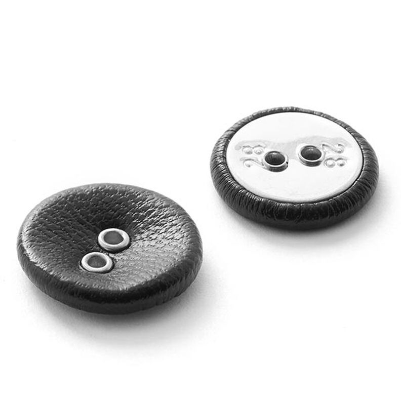 Botón de piel con 2 agujeros  – negro,  image number 2