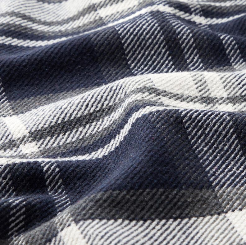 Tejido de abrigo con reverso de piel a cuadros – azul noche/gris pizarra,  image number 2