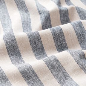 Lino mixto Rayas &ndash; natural/azul marino, 