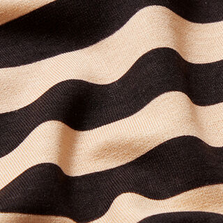 Tela de jersey de viscosa rayas horizontales – negro/albaricoque, 