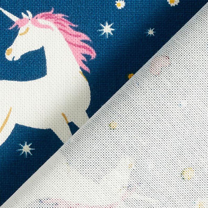 Tela decorativa Unicornios bailando Brilla en la oscuridad – azul océano/rosa,  image number 4