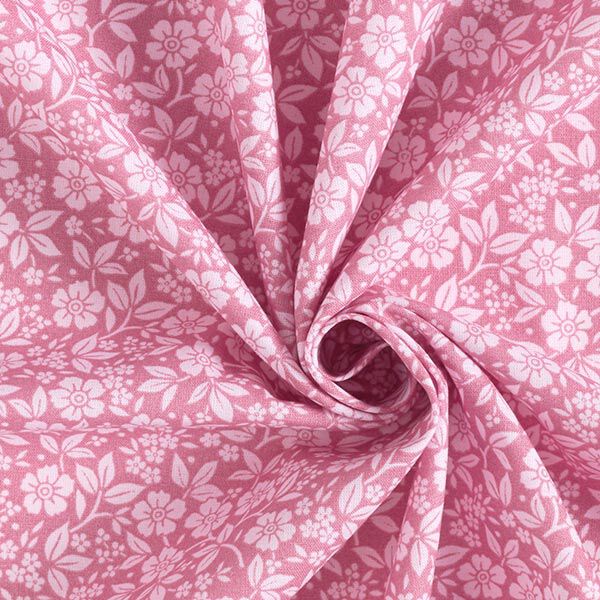 Popelina de algodón Flores bicolor – rosa antiguo/rosado,  image number 3