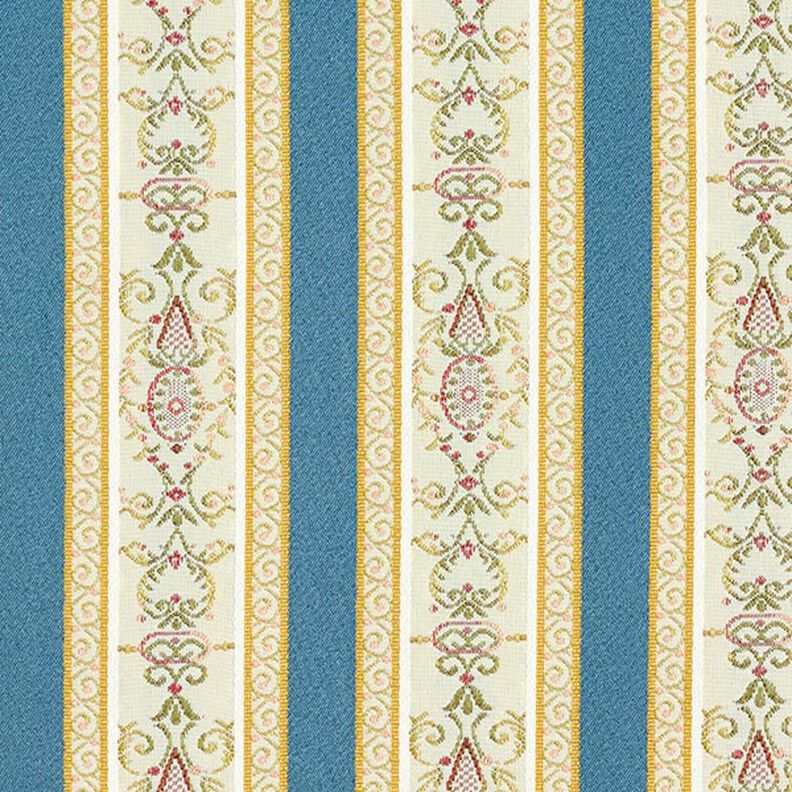 Tela de tapicería jacquard Rayas Biedermeier – crema/azul,  image number 1
