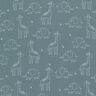 Muselina/doble arruga Jirafas y elefantes grandes – azul grisáceo pálido,  thumbnail number 1