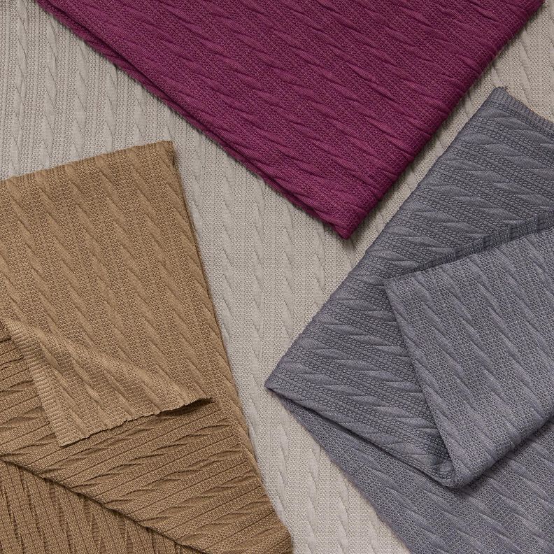 Punto Cloqué Patrón trenzado – gris seda,  image number 5