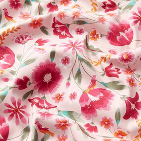 Tela decorativa Sarga de algodón Flores de primavera – rosado/frambuesa, 