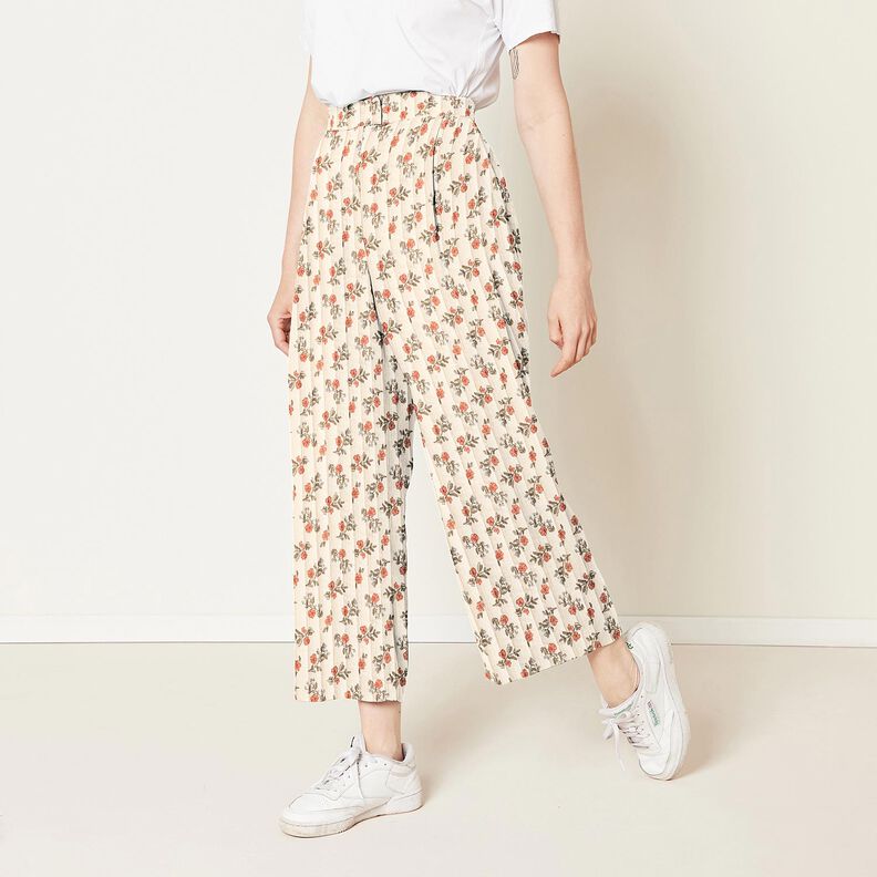 Muselina Tela acolchada Flores románticas – blanco lana/morado claro,  image number 7