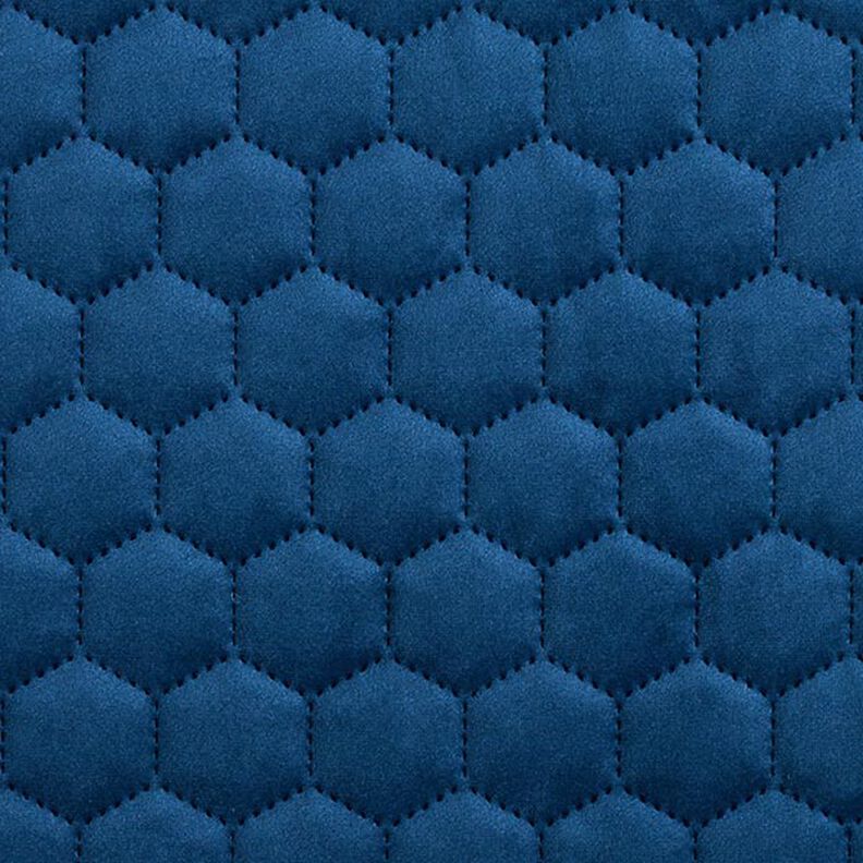 Tela de tapicería Terciopelo acolchado en diseño de panal – azul marino,  image number 1