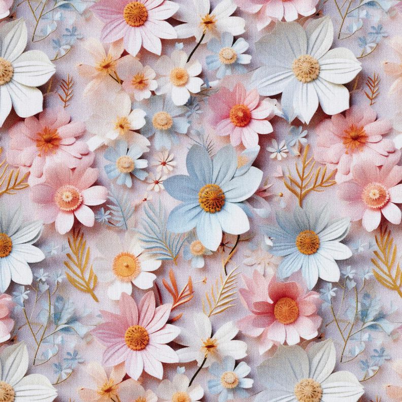 Popelina de algodón Flores de papel Impresión digital – rosa viejo claro,  image number 1