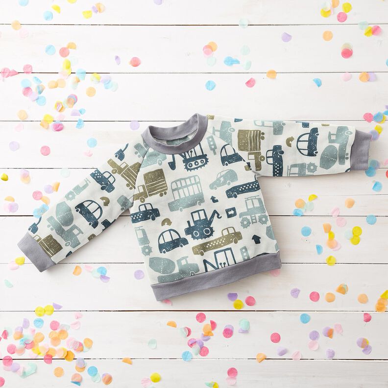 Felpa francesa veraniega Veh&iacute;culos garabateados &ndash; blanco/azul,  image number 7