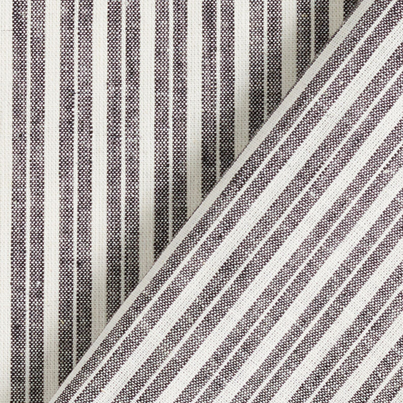 Mezcla de lino y algodón Rayas anchas – negro/blanco lana,  image number 4