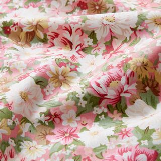 Popelina de algodón Flores románticas – rosa/beige, 