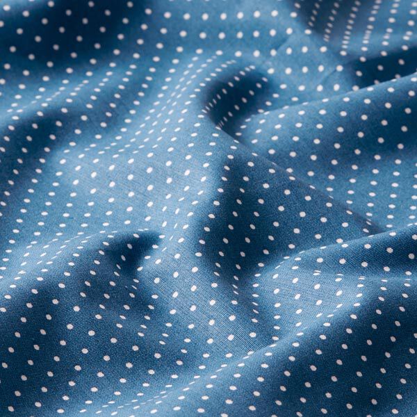 Popelina de algodón puntos pequeños – azul vaquero/blanco,  image number 2