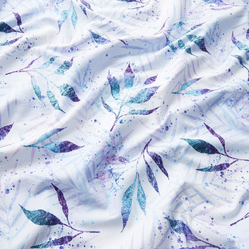 Tela de jersey de algodón Hojas mágicas | Glitzerpüppi – lila,  image number 1
