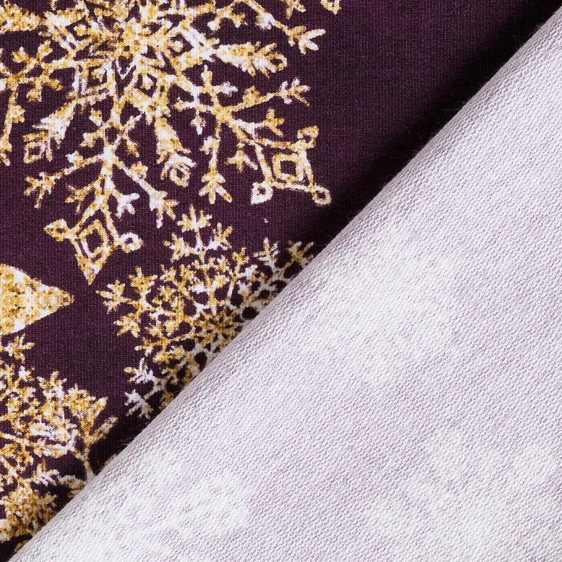 Felpa francesa veraniega Flores de hielo Tela ribeteada | Glitzerp&uuml;ppi &ndash; berenjena/oro antiguo,  image number 4