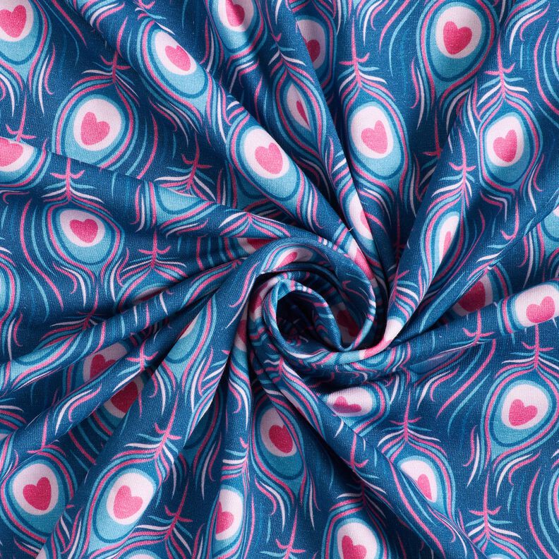 Tela de jersey de algodón Pavo | Stoff&Liebe – azul real/rosa intenso,  image number 3