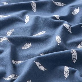 Tela de jersey de algodón Plumas – azul vaquero, 