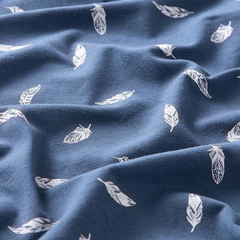 Tela de jersey de algodón Plumas – azul vaquero,  image number 2