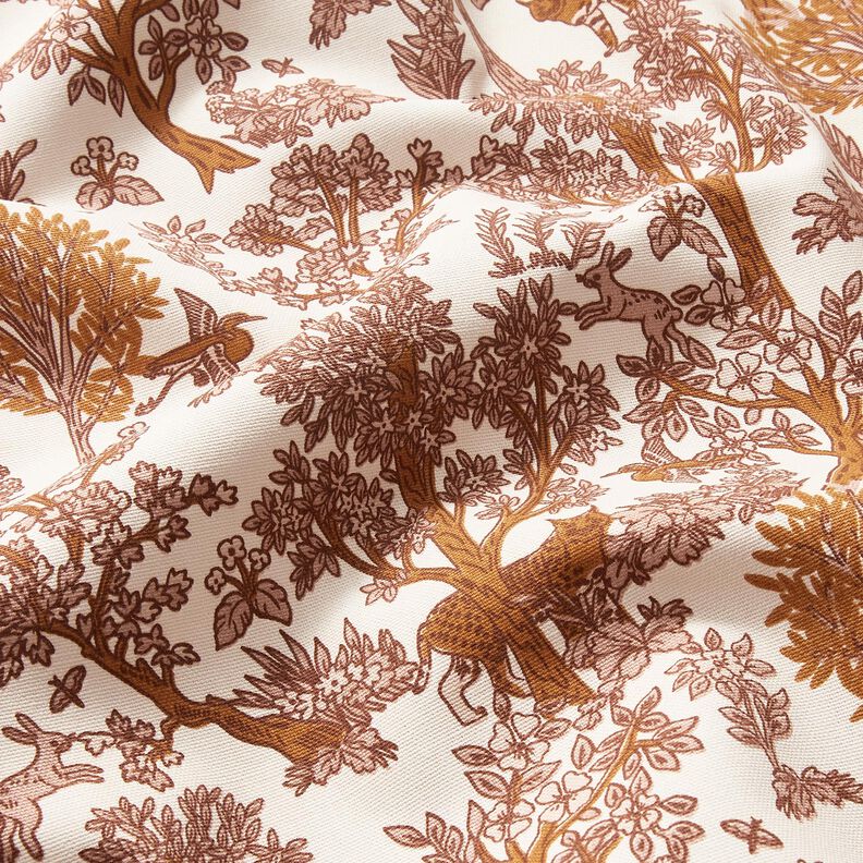 Tela decorativa Panama media Animales en el bosque – blanco/caramelo,  image number 2