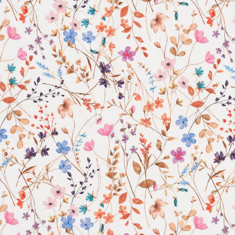 GOTS Felpa francesa veraniega Mar de flores secas Impresión digital – marfil,  image number 1