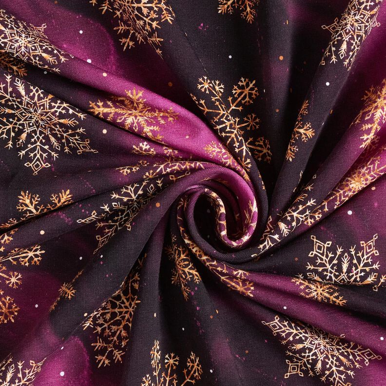 Felpa francesa veraniega Copos de nieve de la Vía Láctea | Glitzerpüppi – berenjena/oro antiguo,  image number 3