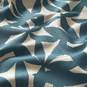 Tela decorativa Panama media Hojas lisas – azul océano/naturaleza, 