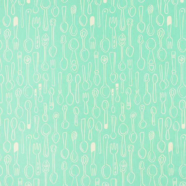 Algodón orgánico In My Kitchen Silver Spoon | Hamburger Liebe – verde menta,  image number 1