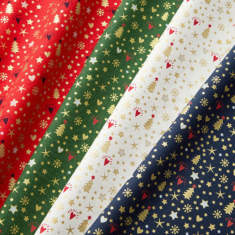 Tela de algodón Popelina Corazones y estrellas – blanco lana/dorado,  image number 5