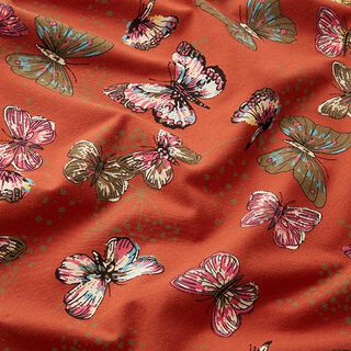 Tela de jersey de algodón Mariposas – terracotta, 