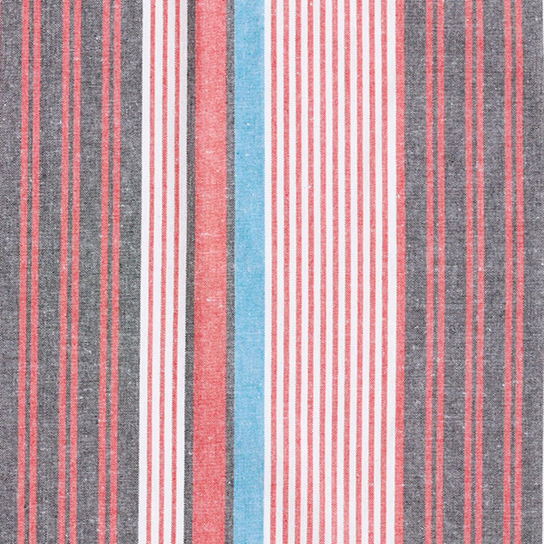 Mezcla de lino y algodón Rayas irregulares – blanco/rojo,  image number 1