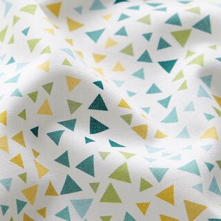 Popelina de algodón Triángulos de colores – blanco | Retazo 50cm, 