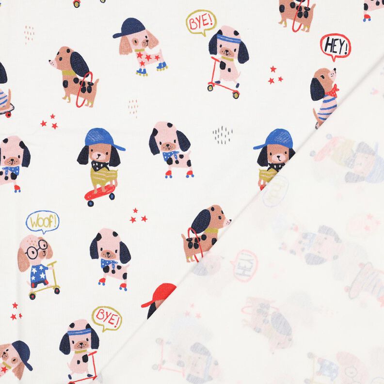 Tela de jersey de algodón Perro patinador Impresión digital | Poppy Fabrics – marfil/rosa dorado,  image number 4