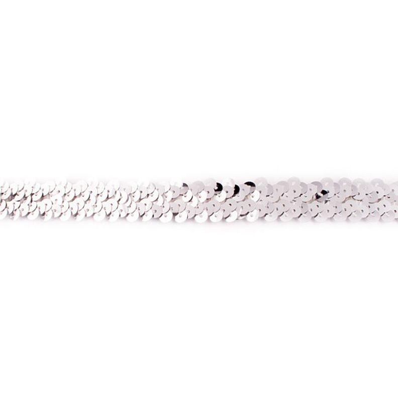 Ribete con lentejuelas elástico [20 mm] – plata metalizada,  image number 1