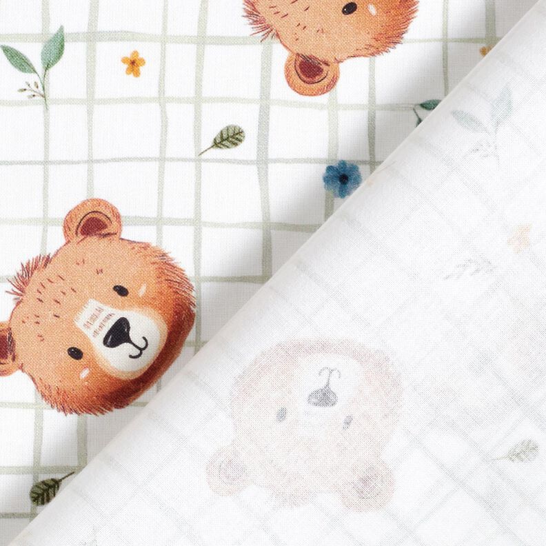 Popelina de algodón Peluche con estampado de cuadros Impresión digital – blanco/caña,  image number 4