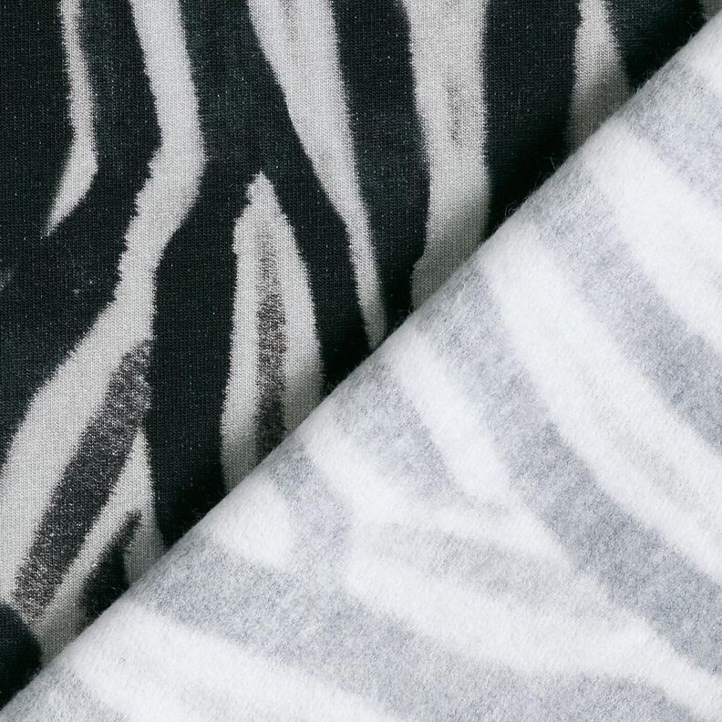 Felpa francesa con estampado digital de cebra cepillada – negro/plateado,  image number 4