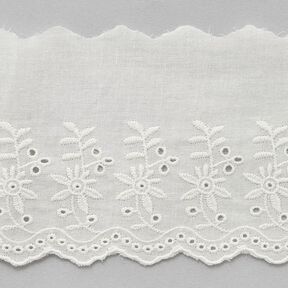 Cinta de encaje Flores festoneada [ 9 cm ] – blanco lana, 