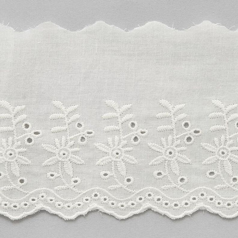 Cinta de encaje Flores festoneada [ 9 cm ] – blanco lana,  image number 1