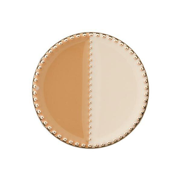 Botón de poliéster con ojal de metal [ Ø23 mm ] – marrón claro/blanco lana,  image number 1