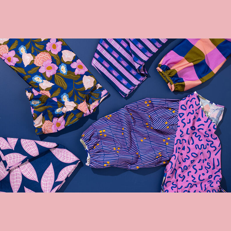 Satén de algodón a rayas | Nerida Hansen – azul marino/pink,  image number 6