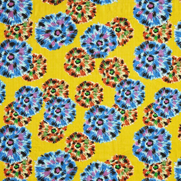 Mezcla de viscosa y algodón Flores patrón de cera – amarillo sol,  image number 1