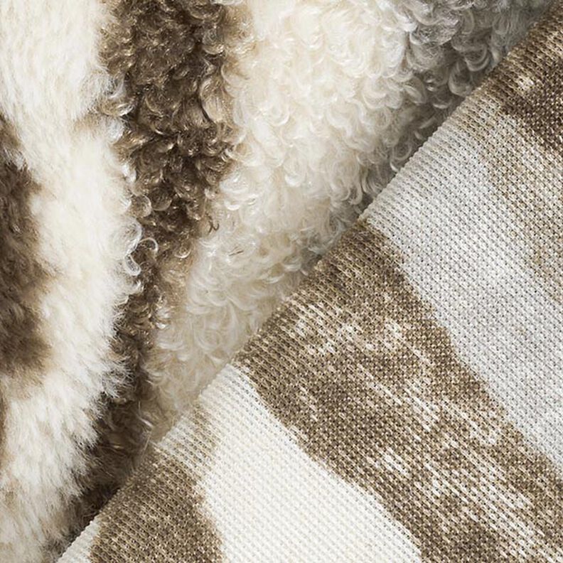 Piel sintética con rayas abstractas – blanco lana/gris pardo,  image number 4