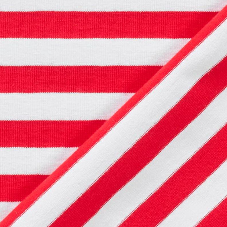 Tela de jersey de algodón Rayas anchas – rojo/blanco,  image number 4