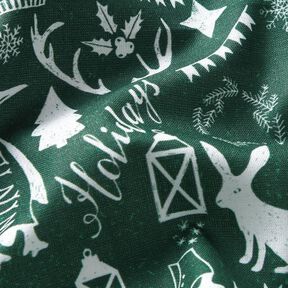 Tela de algodón Cretona Felices fiestas – abeto azul/blanco, 