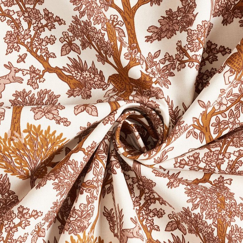 Tela decorativa Panama media Animales en el bosque – blanco/caramelo,  image number 3