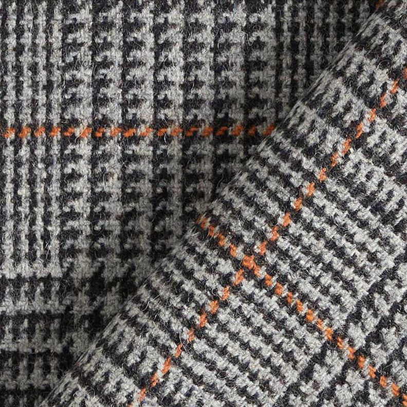 Tela de lana Príncipe de Gales – gris oscuro/naranja,  image number 6