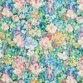 Tela decorativa Lona Pintura de flores &ndash; verde/rosa, 