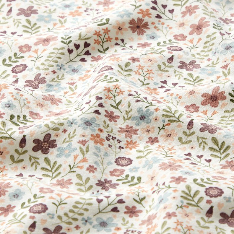 Tela de jersey de algodón Prado con flores – marfil,  image number 2
