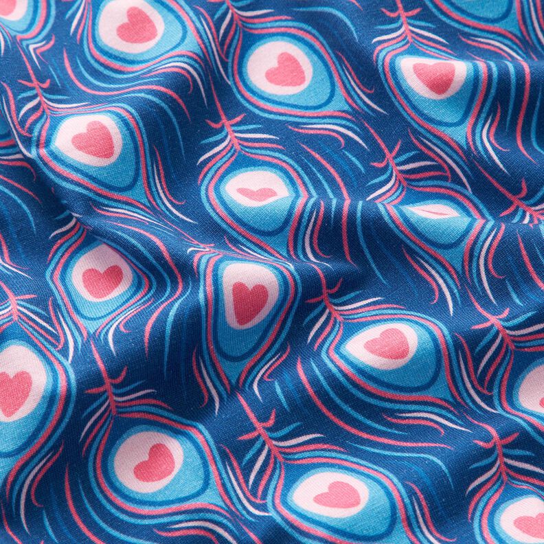 Tela de jersey de algodón Pavo | Stoff&Liebe – azul real/rosa intenso,  image number 2