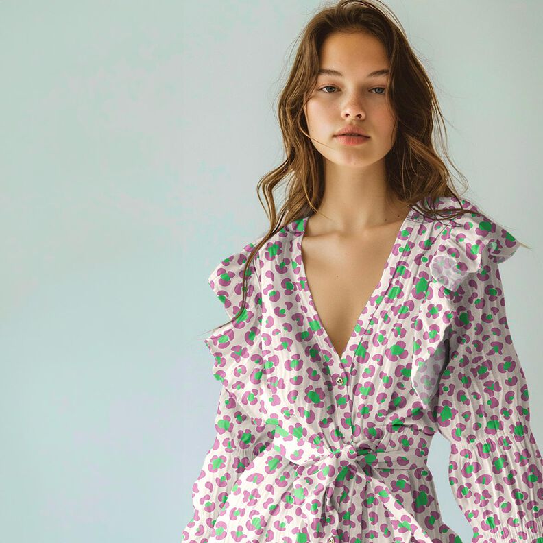 Muselina/doble arruga Estampado de leopardo colorido | Poppy Fabrics – violeta pastel/rojo lila,  image number 5