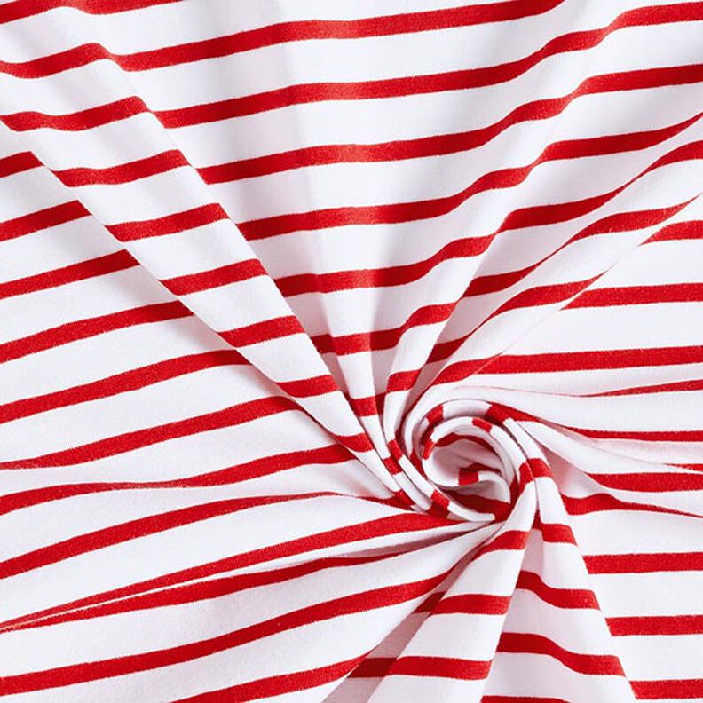 Punto de algodón con rayas estrechas y anchas – blanco/rojo,  image number 3